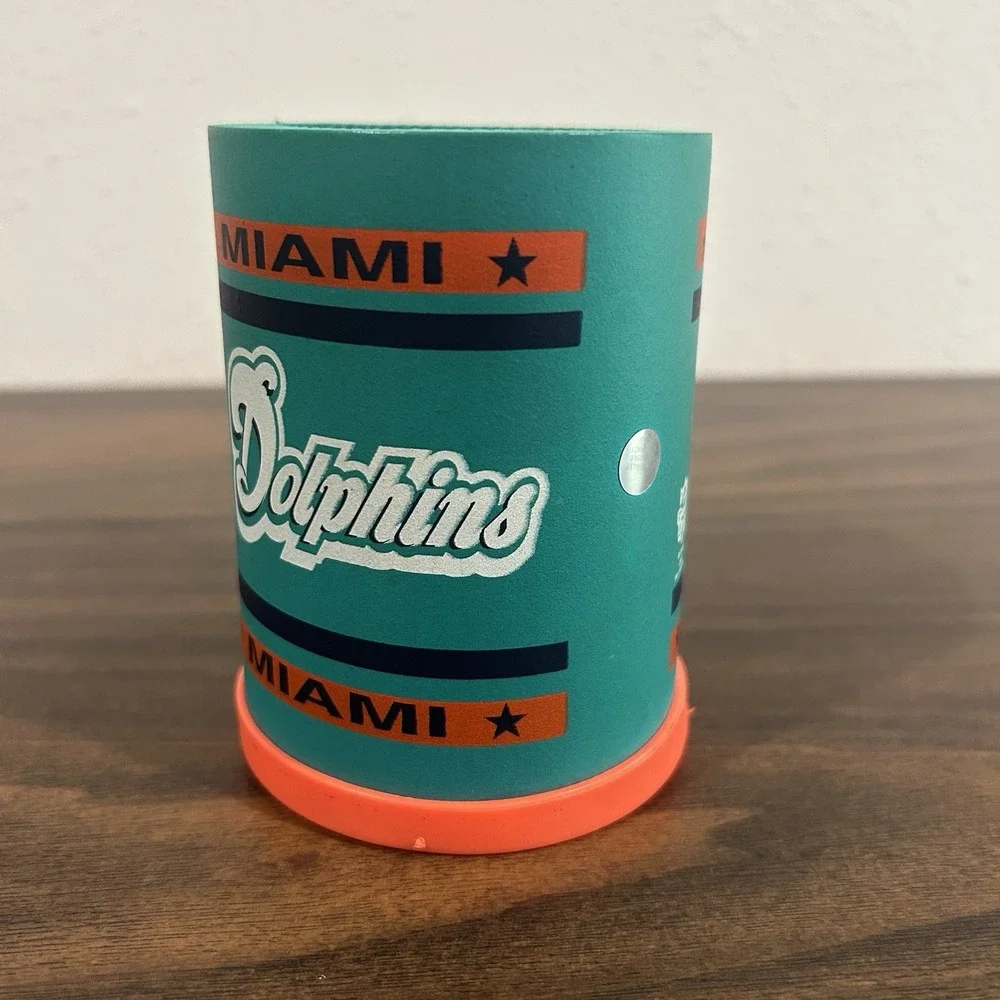 Vintage Miami Dolphins Foam Football Coozie Beer Holder Old Logo Clean Game Day